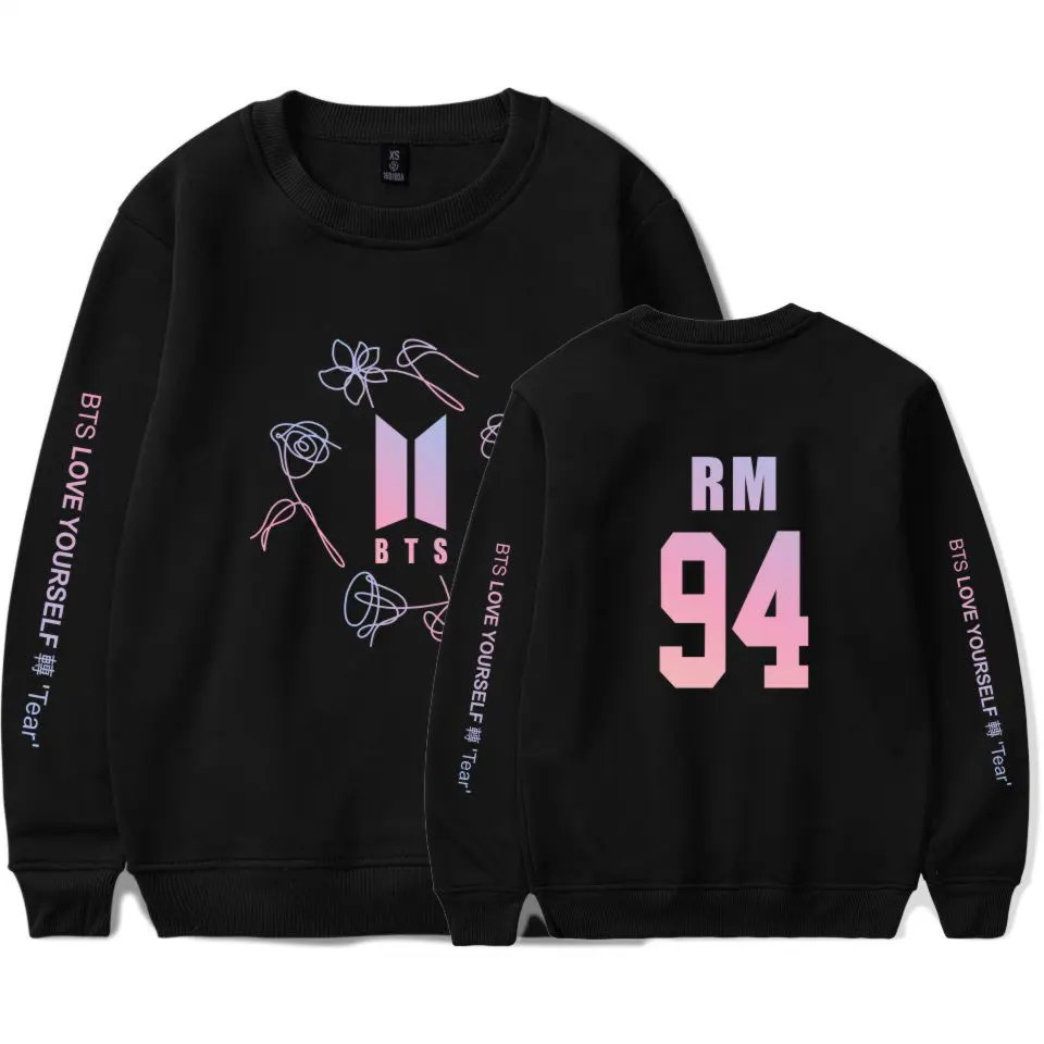 Boys Hoodies Hip Hop Popular Idol Clothes K-Pop Bangtan Love Yourself Print Big Size 4XL Capless Sweatshirts Women men