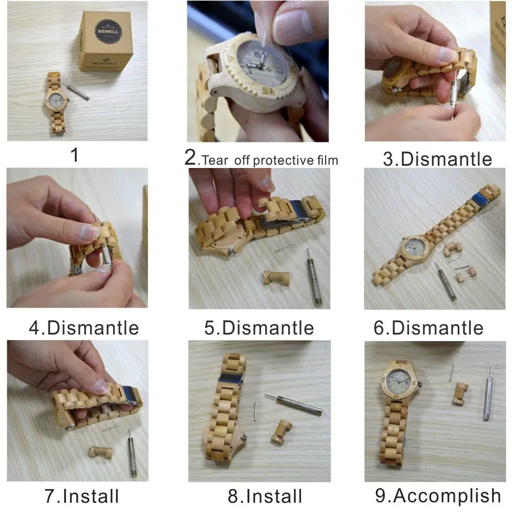 BEWELL Wood Watch – Handgefertigte Holz-Armbanduhr mit japanischem Quarzwerk-08.webp