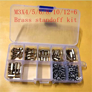 

180pcs/box M3*4/5/6/8/10/12+6mm M2.5 Brass Spacing male to female brass standoff with screw nut kit