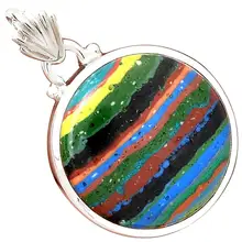 Lovegem Радужный камень calsilica кулон стерлингового серебра 925 пробы, 35 мм, AP2525
