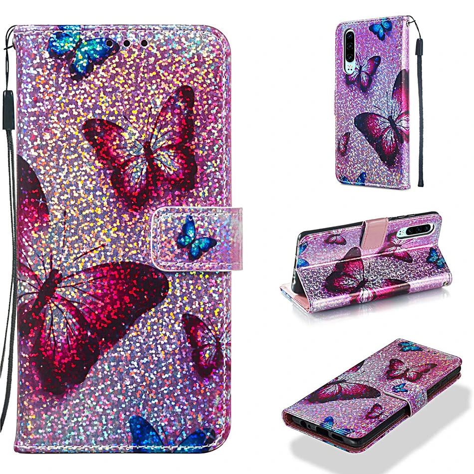 Shining Wallet Flip Cases For Huawei P30 Pro P Smart 2019 Mate 20 Lite Y6 2018 Y7 Prime 2019 Honor 10 Lite 7A Pro 8A Cover