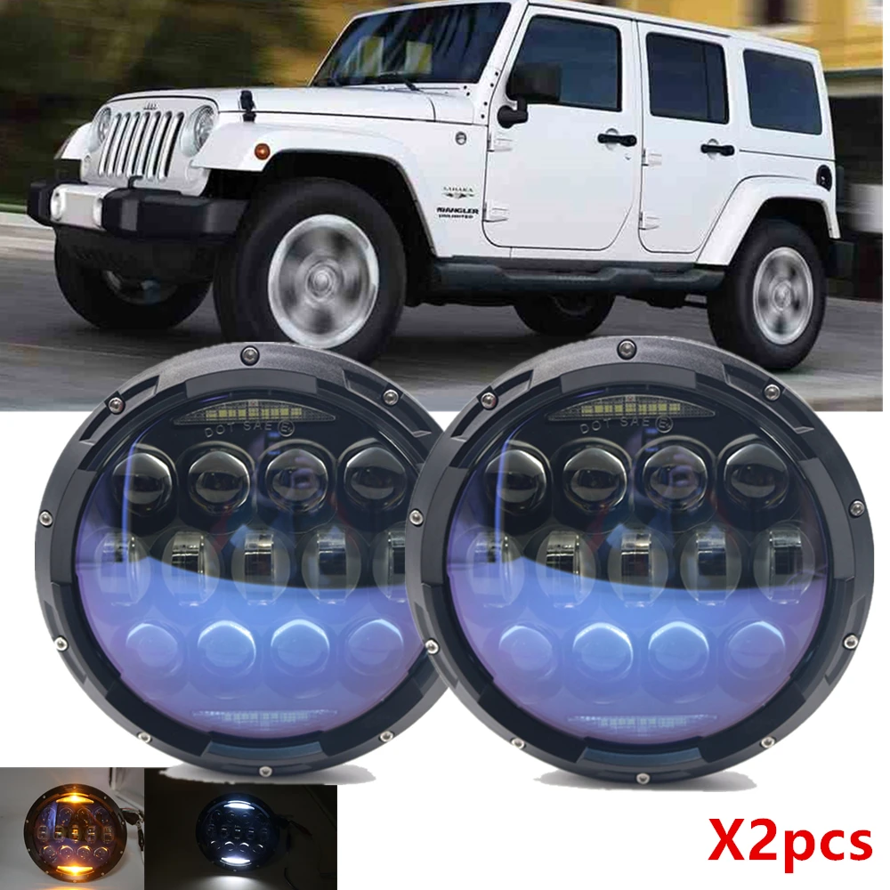 

Car Accessories 130W Blue Lens Projetcor 7Inch LED Headlights For Jeep Wrangler JK TJ LJ For Lada Niva 4x4 Suzuki Samurai 2pcs