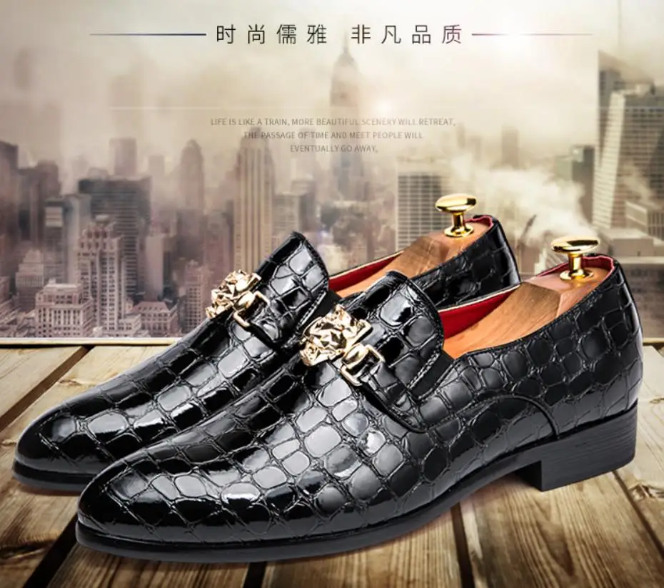 

Men's spring and autumn casual shoes pointed small shoes British style patent leather style club hair stylist men's shoes