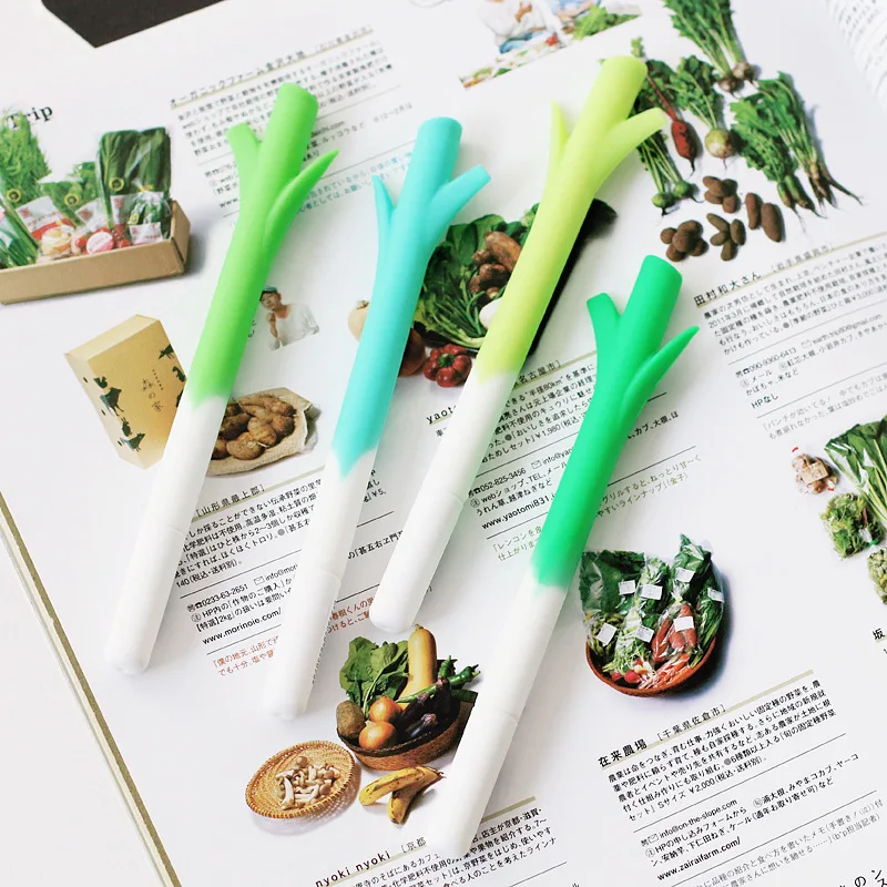 

1PC Lifelike Green Chinese Onion Vegetable Silicone Gel Pen Rollerball Stationery School Office Supply