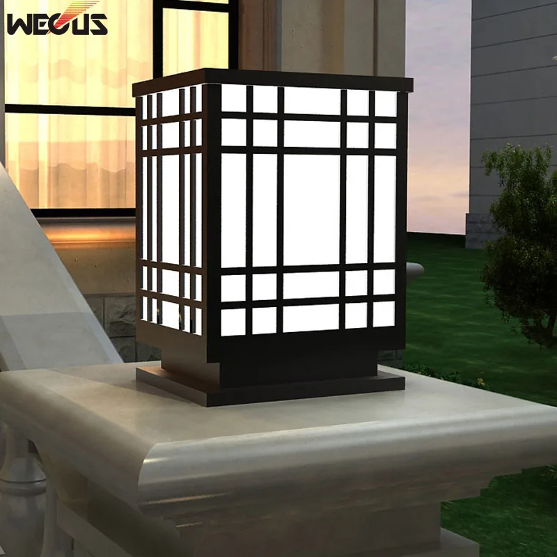 (WECUS) Wall pillar lamp, outdoor courtyard landscape rectangular wall lamp, door column lamp waterproof villa garden gate light