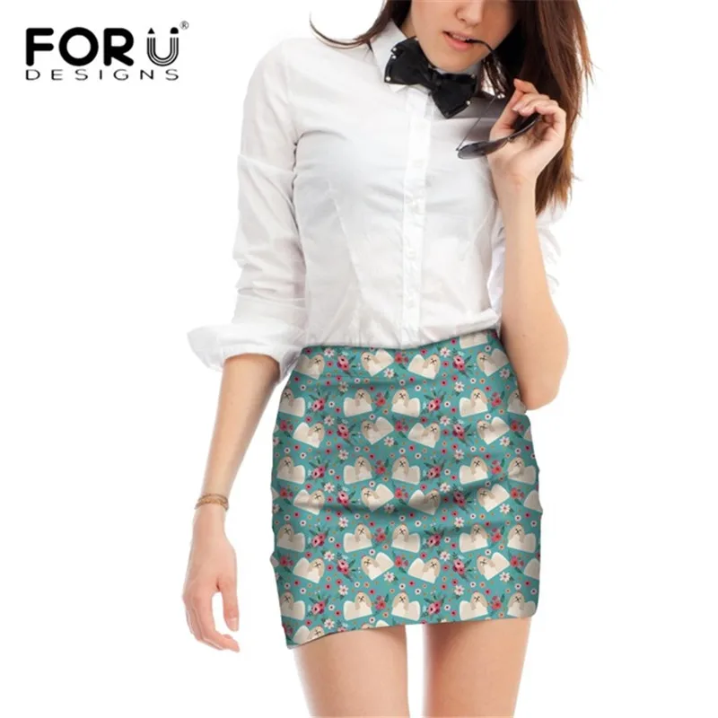 

FORUDESIGNS Cartoon Shih Tzu Printing Women Beach Skirts Ladies Flower Pattern Mini Skirts for Females Cute Puppy Party Bottoms