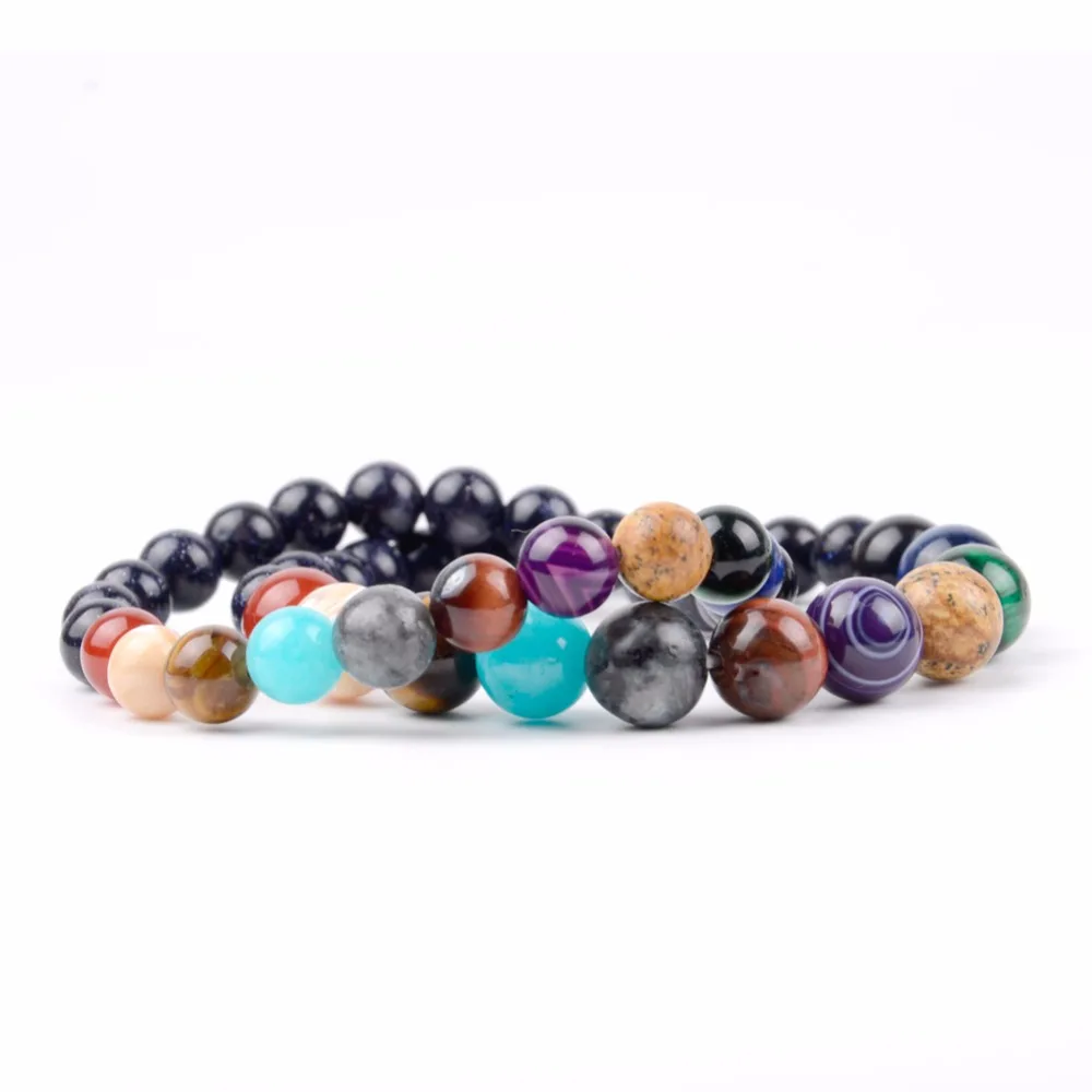 Drop Shipping Universe Galaxy the Eight Planets Solar System 100% Natural Stone Beads Bracelets For Women Men Jewelry Gift Fashion Jewelry