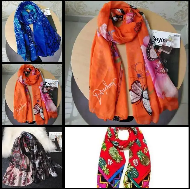 

,2019 Fashion desiguers Brand Women Summer Scarf Spain Floral Shawl Ladies Print Wrap Scarve