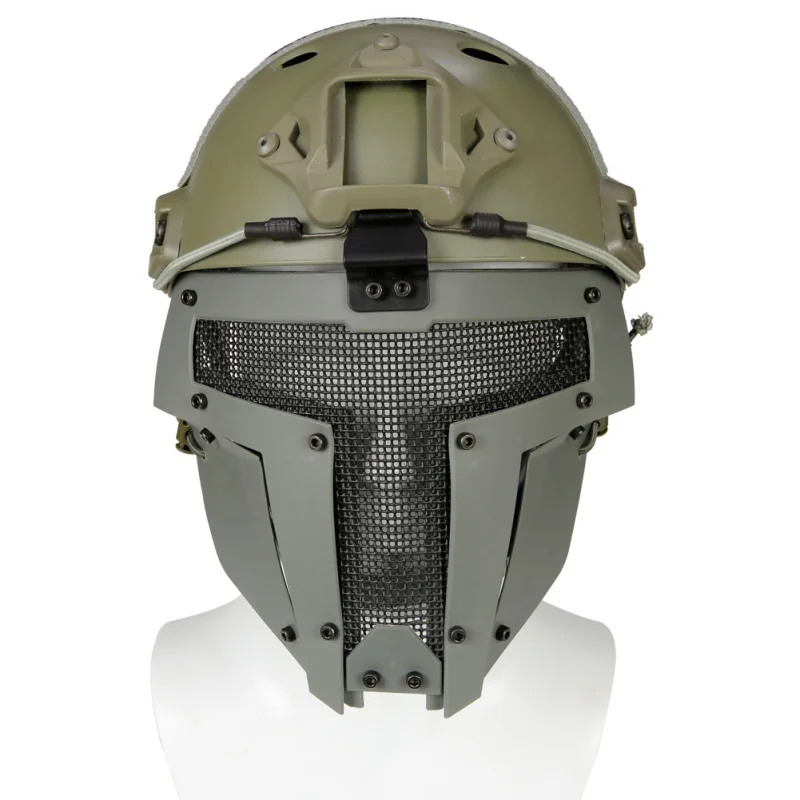 Открытый страйкбольный шлем сетка Airsoftsports Тактический Защитный мотоциклетный шлем Тактический шлем полное лицо тактическая маска армейский веер - Цвет: Светло-серый