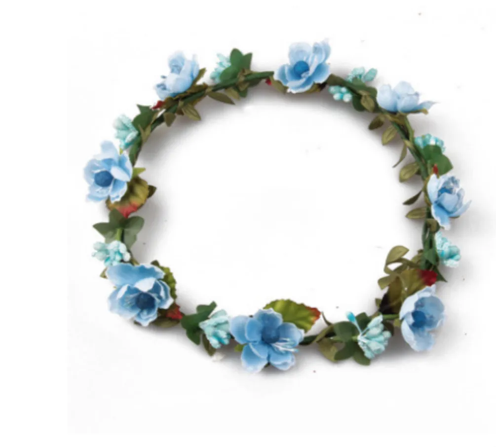 D Artificial Flowers Wreaths for Wedding Party Holiday Girl Crown Floral Rose Flower Headband Headband Wedding Hair Garland Floral - Цвет: D