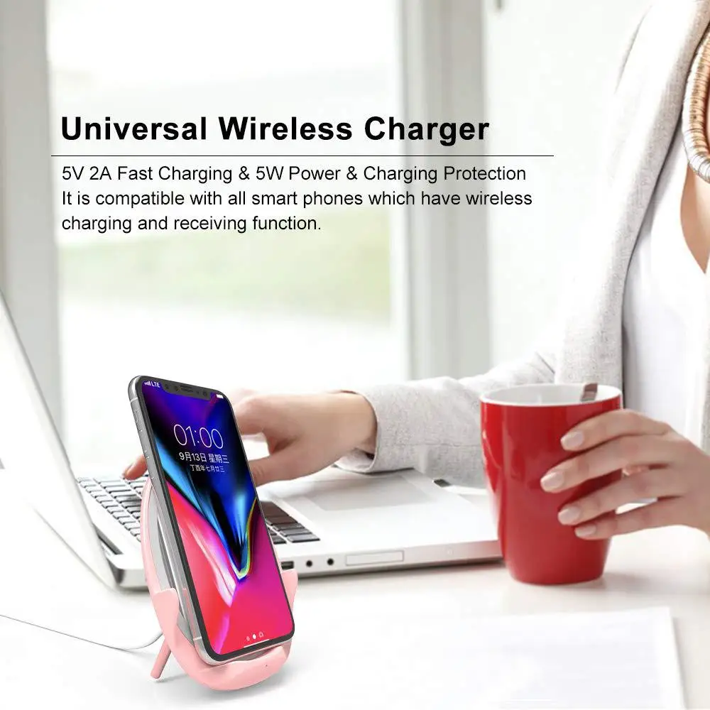 

5W Touch Dimming Fill Light Beauty Makeup Mirror QI fast quick Wireless induction Cell Phone Charger holder stand Band dock pad