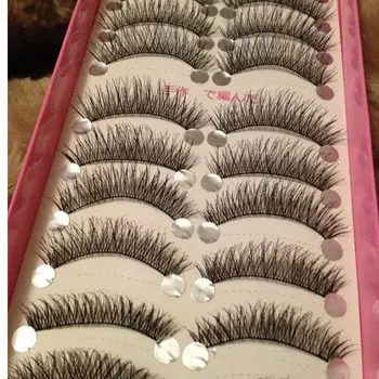 

10 Pairs Natural Long False Eyelashes Thick Cross Makeup Beauty Fake Eyelashes Fancy Scanty Eye Lashes Extension Reusable Tools