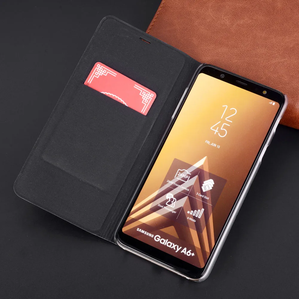 Кожаный чехол книжка для Samsung Galaxy A6 2018 A 6 Plus A6plus SM A600 A605 A9 A7 A8 7 8 9 A8plus A8S A9S кошелек