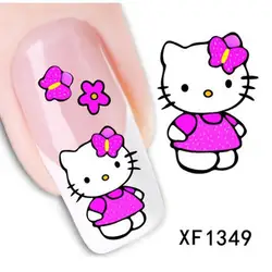 1 лист опционально банты с цветком кошка Вода Переводные ногти искусство наклейки для ногтей обертывания наклейки водяной знак ногти