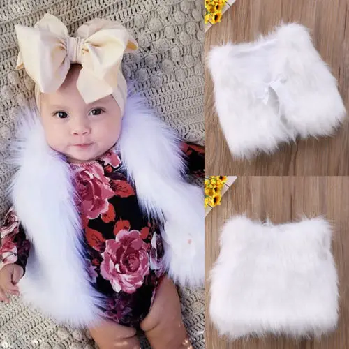 baby white fur vest