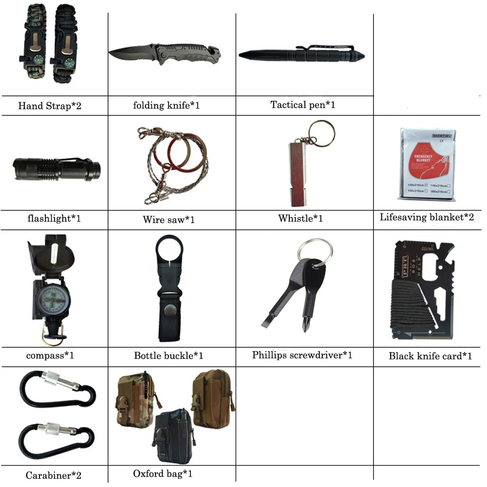 Billige 16 in 1 Outdoor survival kit Set Camping Reise Multifunktions Erste hilfe SOS EDC Notfall Liefert Taktische für Wildnis werkzeug