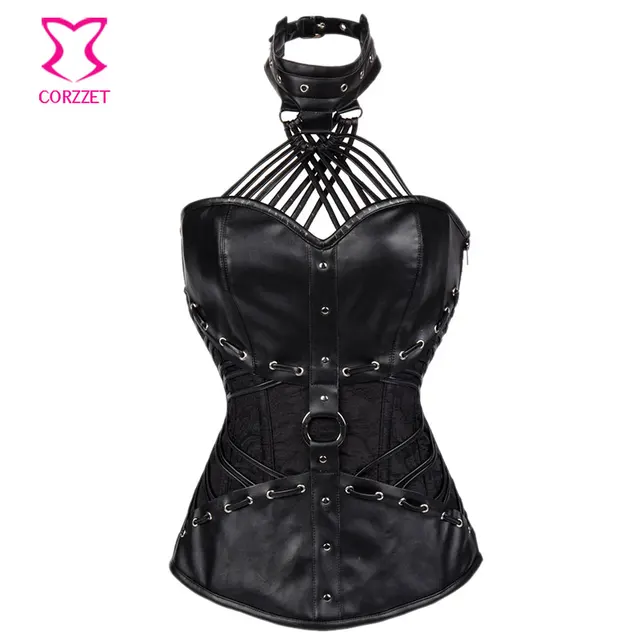 black brocade leather armor steampunk corset steel boned corsets plus size steel boned corsets