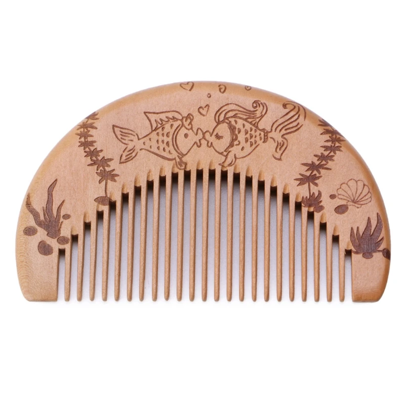 

Natural Peach Wood Comb Fine Teeth Anti-static Head Massage Beard Hair Care