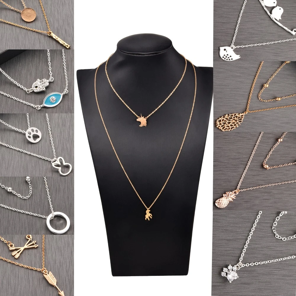 Download Chandler Vintage Unicorn Evil Eye Bird Multi Layered Necklace For Women Bohemian Geometric Chain Round Pendant Necklace Collar Pendant Necklaces Aliexpress