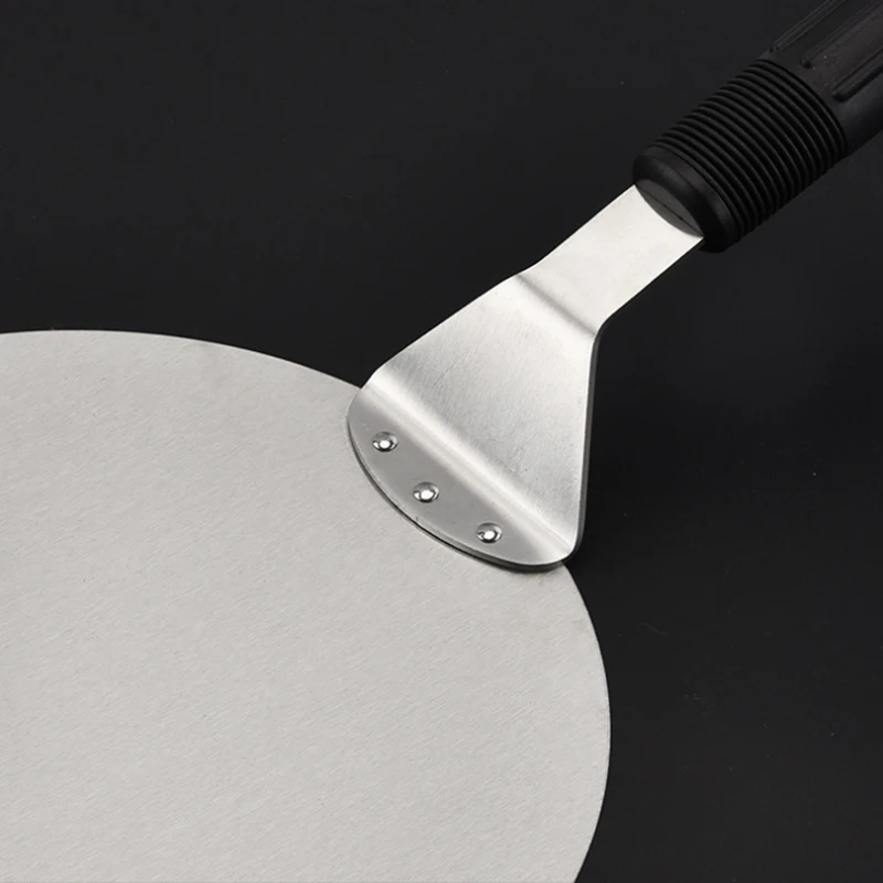 NOCM-Stainless Steel Round Pizza Peel 25.5cm Baking Shovel Paddle, Cake Lifter Transfer Tray for Pizza, Bread,Cake,Pie