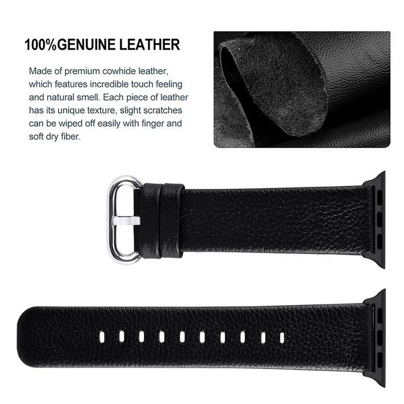 15 Colors for Apple Watch Bands 44mm 40mm 38mm 42mm,genuine leather watchbands iWatch bracelet for apple watch band 3/4 42mm38mm