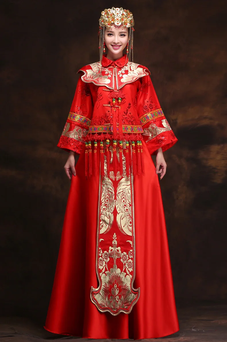 Orient Braut Roten Drachen Und Phonix Kleid Alte Chinesische Hochzeitskleid Zwei Teilig 2017 Xiuhe Kleidung Chinesischen Knoten Dekoration Set Two Pieces Set Piecedress Set Aliexpress