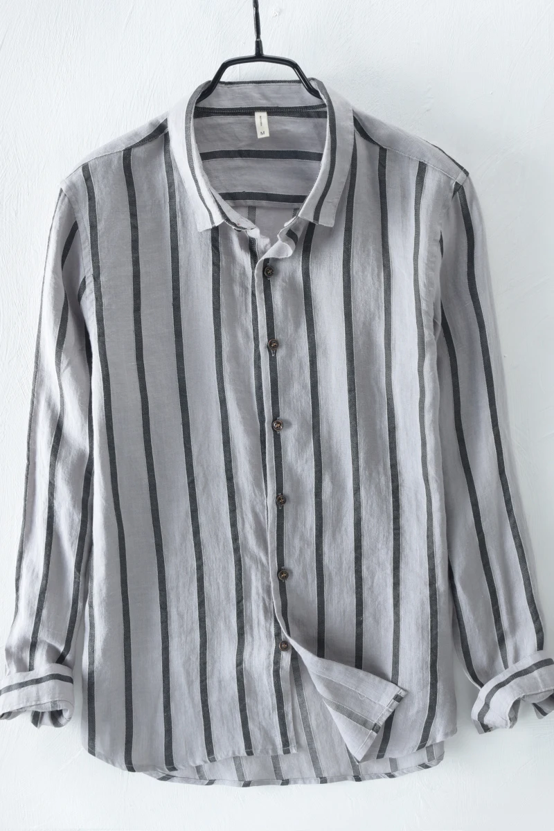 M~ 3XL! Новинка года; мужская одежда; модная льняная полосатая свободная и удобная рубашка; костюмы