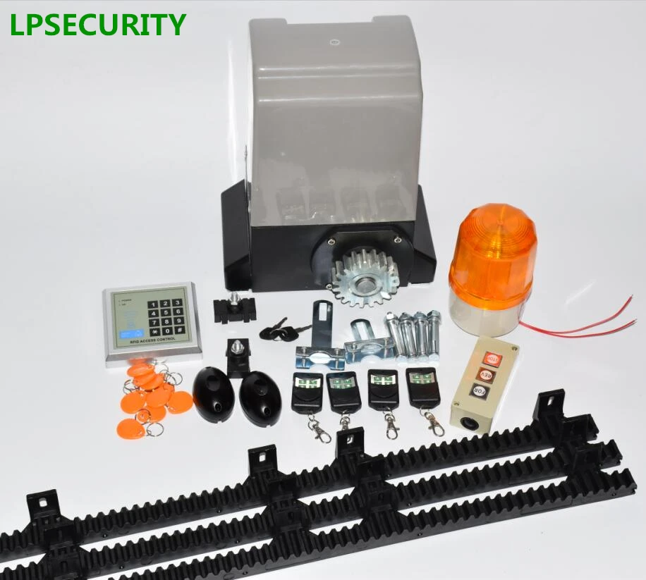 LPSECURITY 4m or 5m nylon racks 800kg automatic sliding gate opener motor with 4 remote controls with optional parts LPSECURITY 4m or 5m nylon racks 800kg automatic sliding gate opener motor with 4 remote controls with optional parts