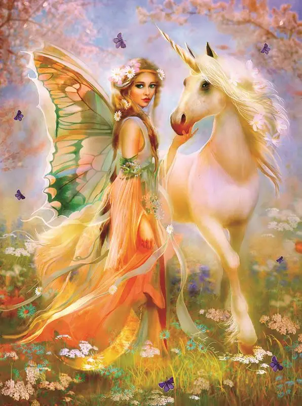 

Diamond Painting Full Square/Round Drill Fairy and White Horse Dreamy Beautiful 5D Daimond Painting Embroidery Rhinestone L066