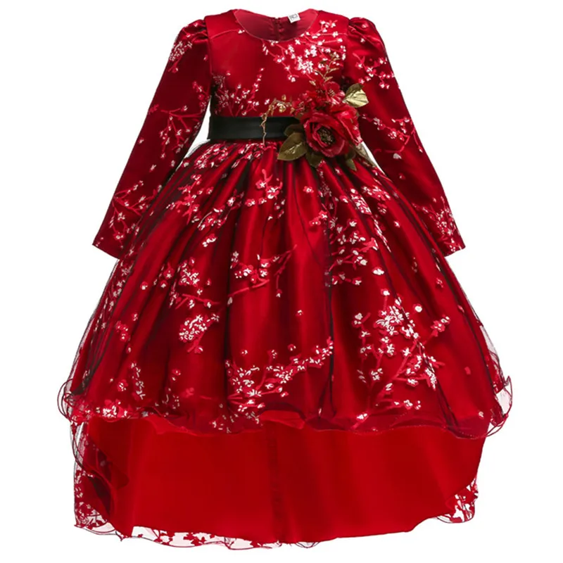 Платье с цветочным узором для девочек, детские платья для первого причастия фатиновое кружевное свадебное платье принцессы для рождественской вечеринки, костюм для детей возрастом от 3 до 14 лет