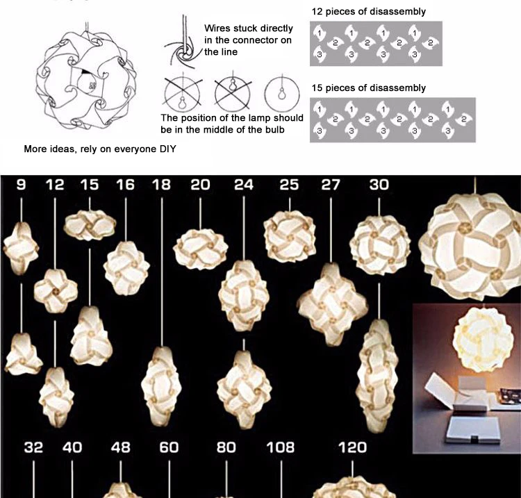 DIY сборка IQ абажур неправильный Сферический Диаметр 25 см лампа покрывает лепесток комбинация защита, украшение абажур