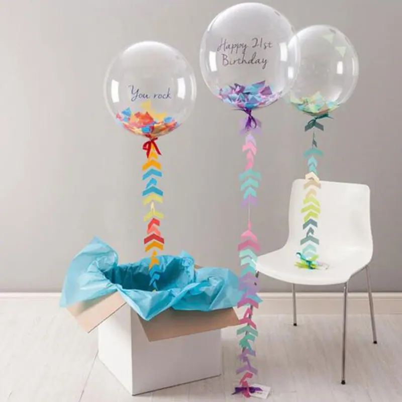 24 дюйма конфетти Bobo прозрачные воздушные шары Свадебные украшения гелиевые надувные шары подарки пузырьки шары поставка