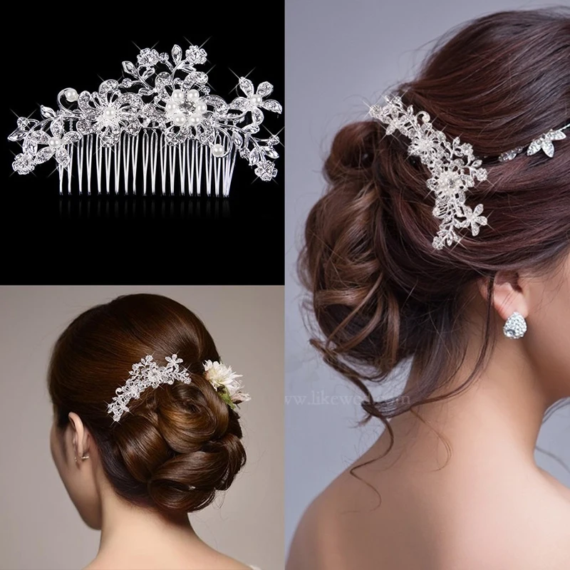 

Wedding Bridal Pearl Hair Pins Comb Flower Crystal Hair Clips Bridesmaid Jewelry Wedding Hair Decorations Accessories Gifts