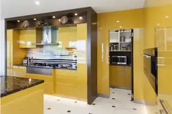2017 Новый дизайн кухонных шкафов желтый цвет современный высокий Глянец, лак кухонной мебели L1606054