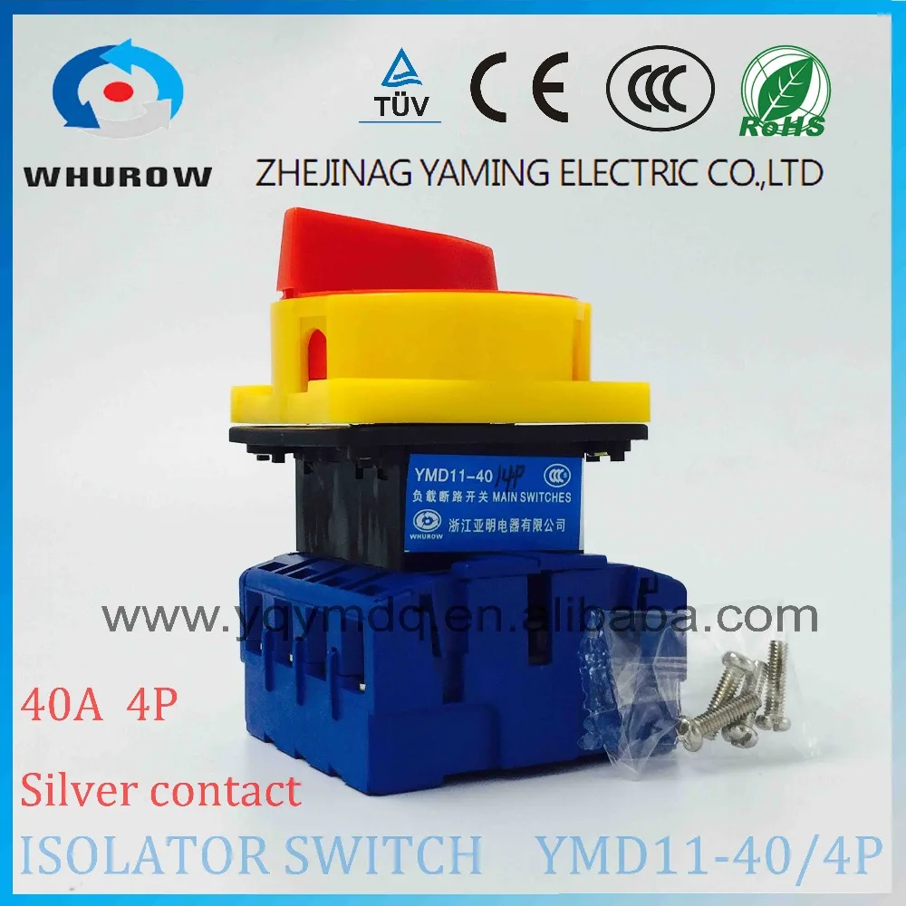 

Isolator switch YMD11-40A 4P load break switch universal power cut off switch on-off changeover cam switch 8 sliver contacts