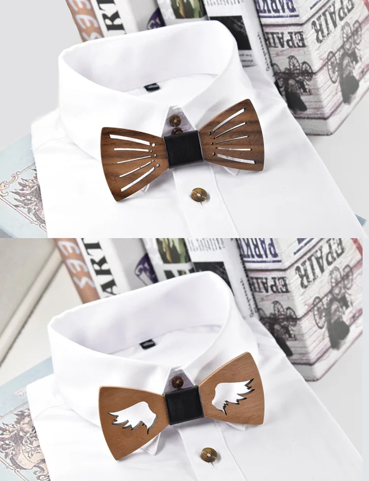Новый дизайн резные крылья борода Свадебный галстук-бабочку деревянный галстук-бабочку Свадебные