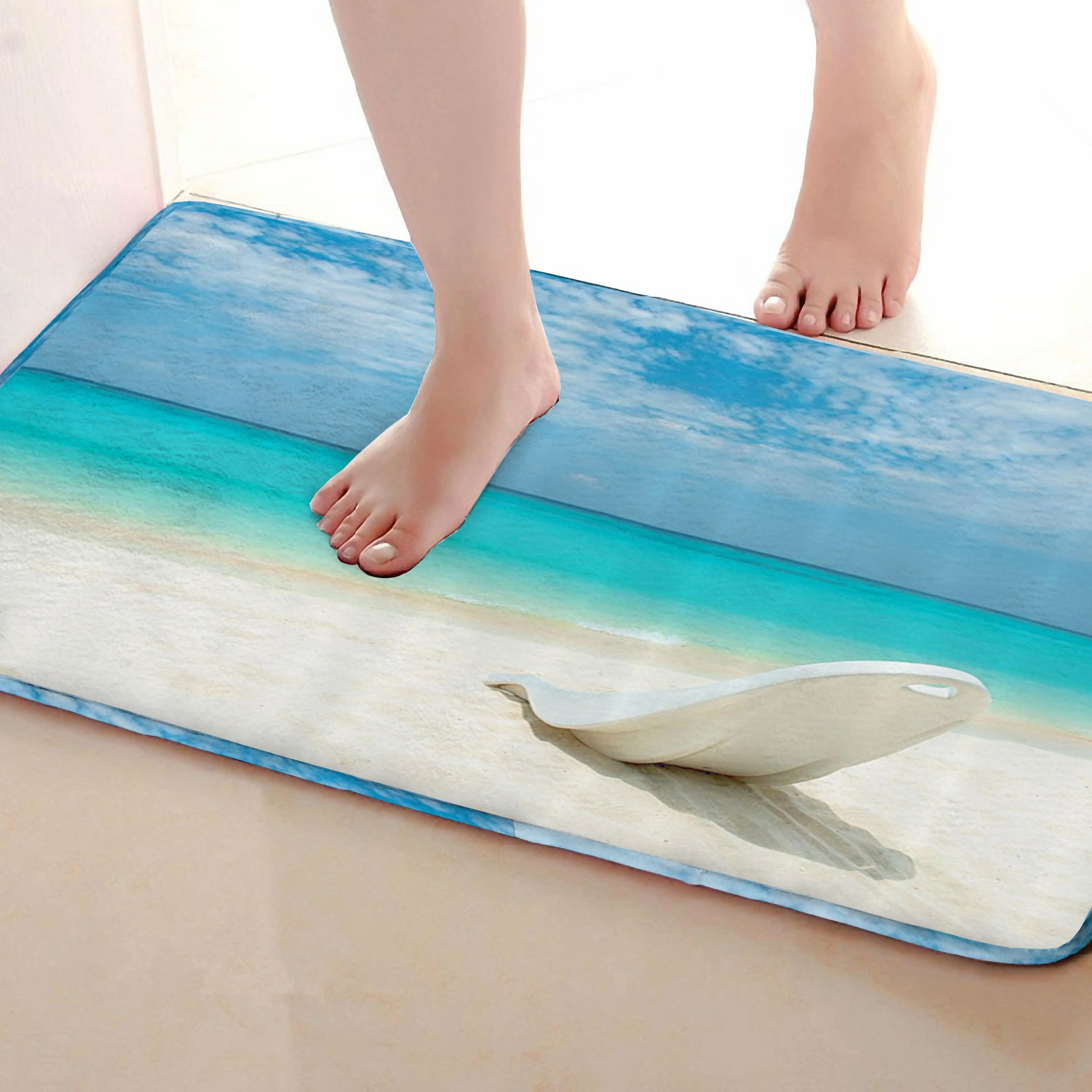 Пляжные Стиль Ванная комната коврик, забавные Нескользящие коврик для ванной, душ, Шторы s аксессуары, соответствующие вашему душ Шторы