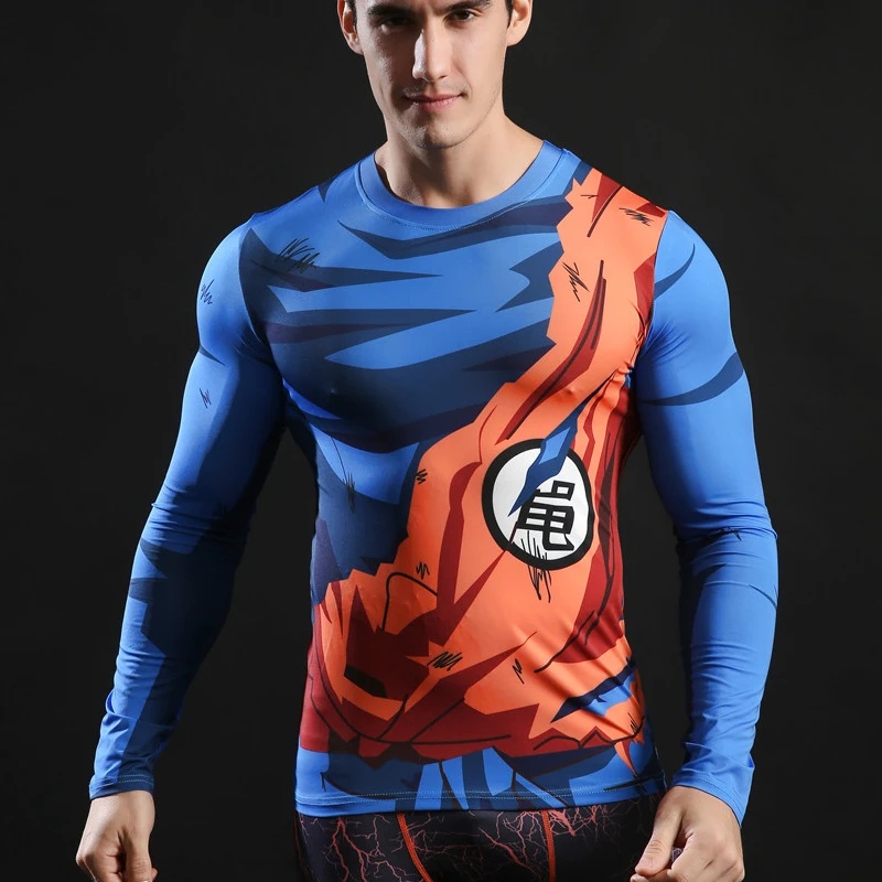 

Anime Tee shirt Dragonball Tshirt Men Comics Fitness T shirt Compression Tops Round Neck Camiseta Sexy Super Saiyan Gym Clothes
