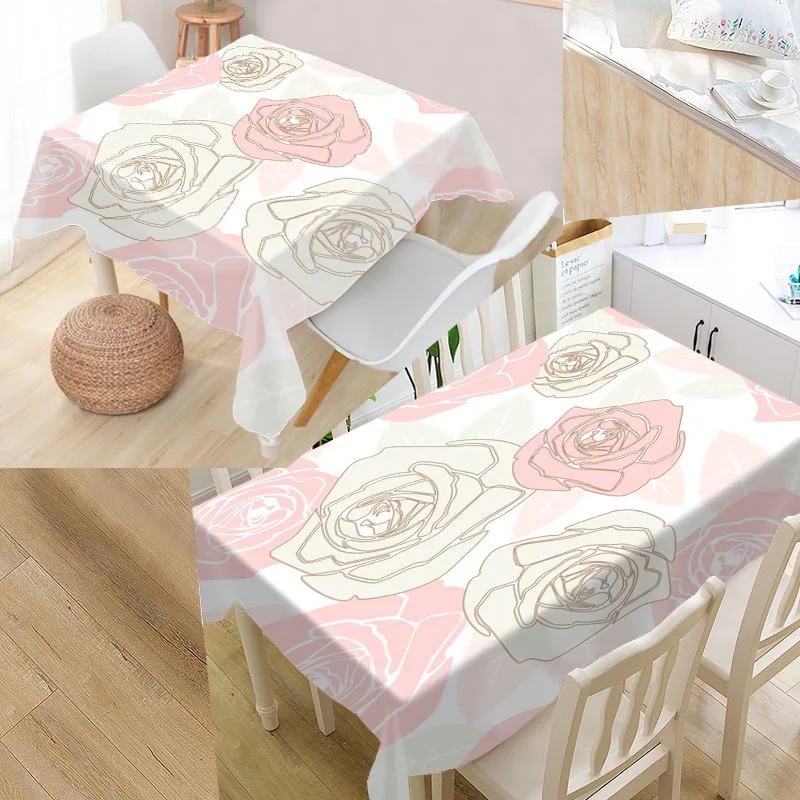 tablecloth Пользовательские цветок розы Современная Пылезащитная скатерть высокое качество печати скатерть все для дома и кухни - Цвет: tablecloth