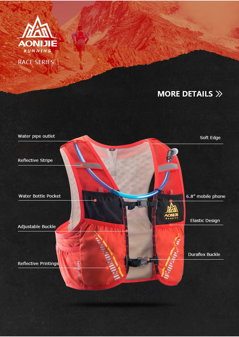 AONIJIE 5L Trail гидратационный жилет, рюкзак для пеших прогулок, велоспорта, кемпинга, марафона, рюкзак, сумка для бега