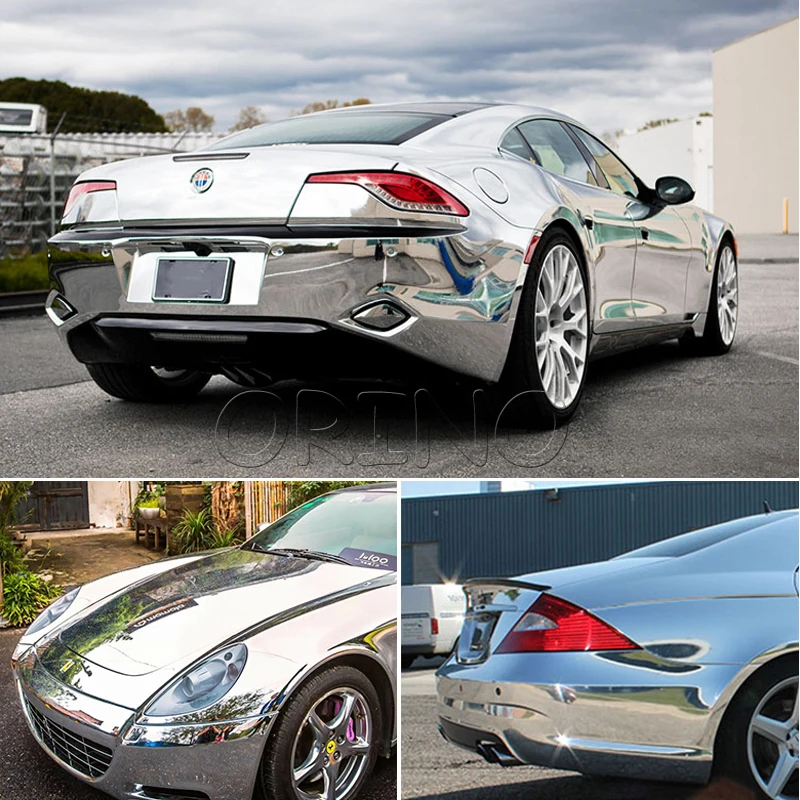 US $179.55 Stretchable Silver Mirror Chrome Electroplate Vinyl Car Wrapping Foil Decal Car Motorcycle Decoration Membrane Sticker 152x20M