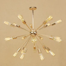 Европейский современный золотой спутниковый подвесной светильник-люстра, светодиодный светильник на выбор для лестницы, золотой железный светильник-труба для кафе ресторана