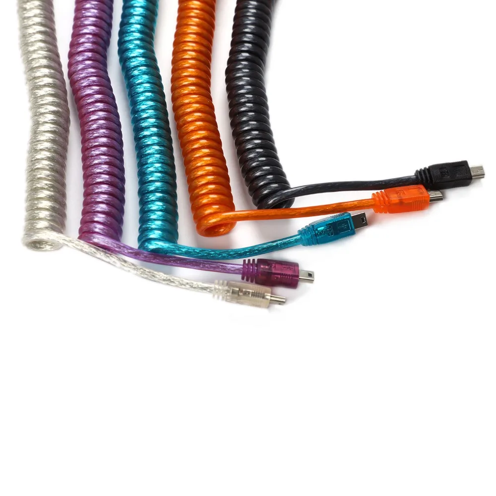 Высококачественный мини-usb 2,0 кабель Lindy прочная линия передачи данных 2 метра 5 Pin спиральный кабель пружинный кабель для клавиатуры