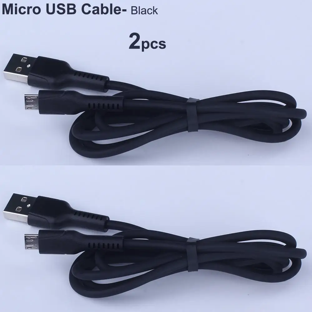 Силиконовый Micro USB кабель Быстрая зарядка передачи данных зарядное устройство для Android шнур Тип 2.4A 1m 2a для SAMSUNG huawei Xiaomi Мобильный телефон - Цвет: 2Black USBcharging