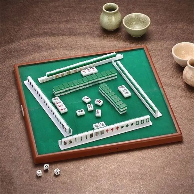 

Hot Sale Portable Mahjong Set Chinese Antique Mini Mahjong Games Home Games Mini Mahjong Chinese Funny Family Table Board Game