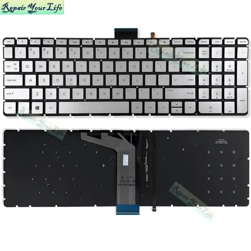 

798954-B31 backlit keyboard 490.04807.021D V150630BS1UI laptop keyboard for HP X360 M6-AQ M6-AQ003DX US English sliver