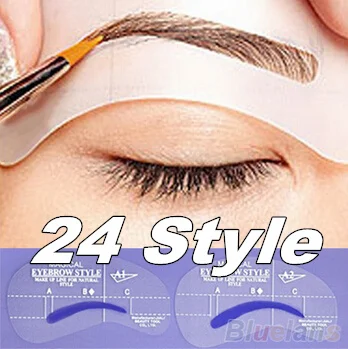 24pcs style eyebrow Pencil Model Eye Brushes eyebrows Brow Painted Template Stencil DIY Makeup styling Tools Free Shipping | Красота и
