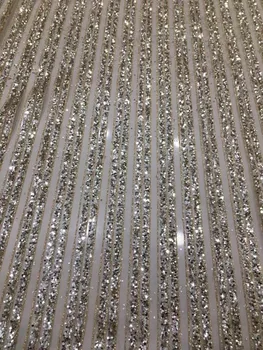 

embroidery tulle mesh lace fabric JIANXI.C-11628 Specail african glued glitter lace with sequins