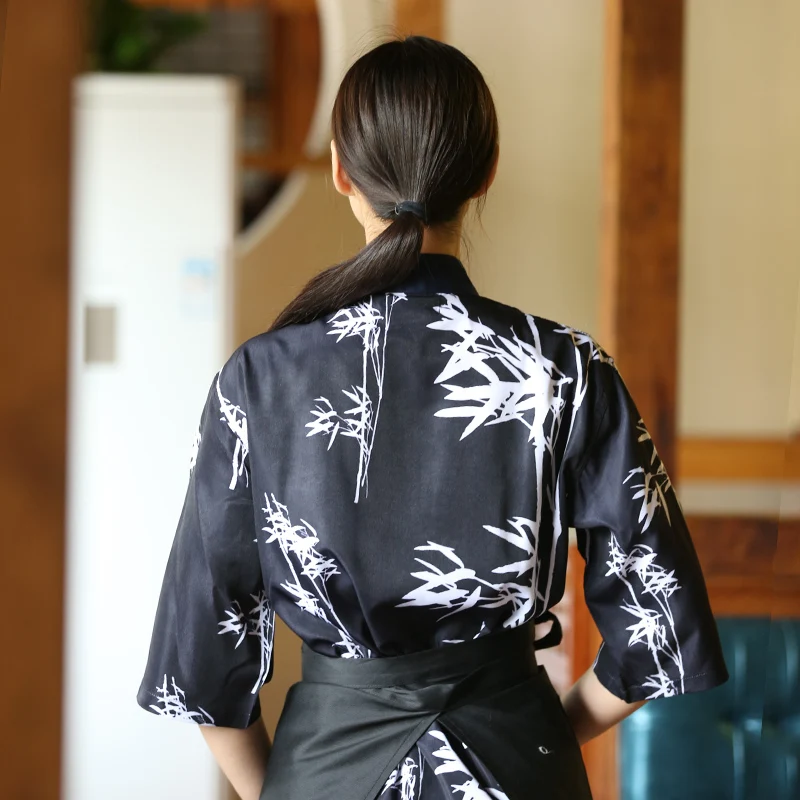 Мужской японский в Корейском стиле шеф-повар кимоно-Униформа суши рубашка повара средний рукав Ресторан Кухня официант Спецодежда