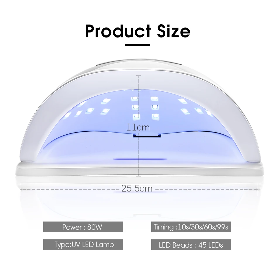  ROHWXY 80W Nail Dryer For Drying All Gel Polish UV LED Nail Lamp With LCD Display 45 PCS LEDs Ice L